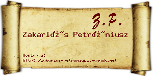 Zakariás Petróniusz névjegykártya